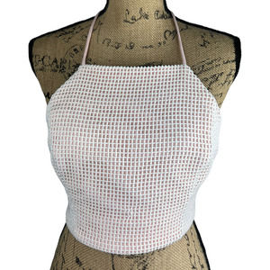 NWT Fame and Partners Lace Up Halter Crop Top Size 10